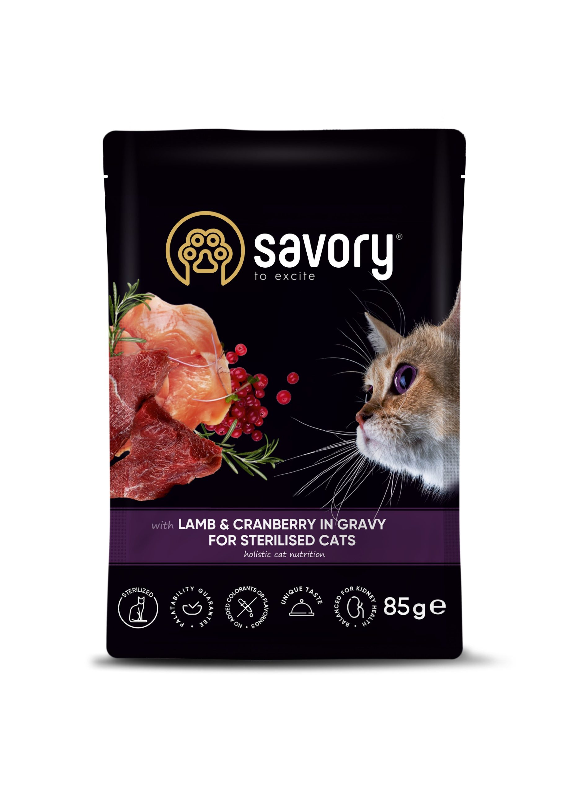 Корм Savory з ягням та журавлиною у соусі для стерилізованих котів 85г