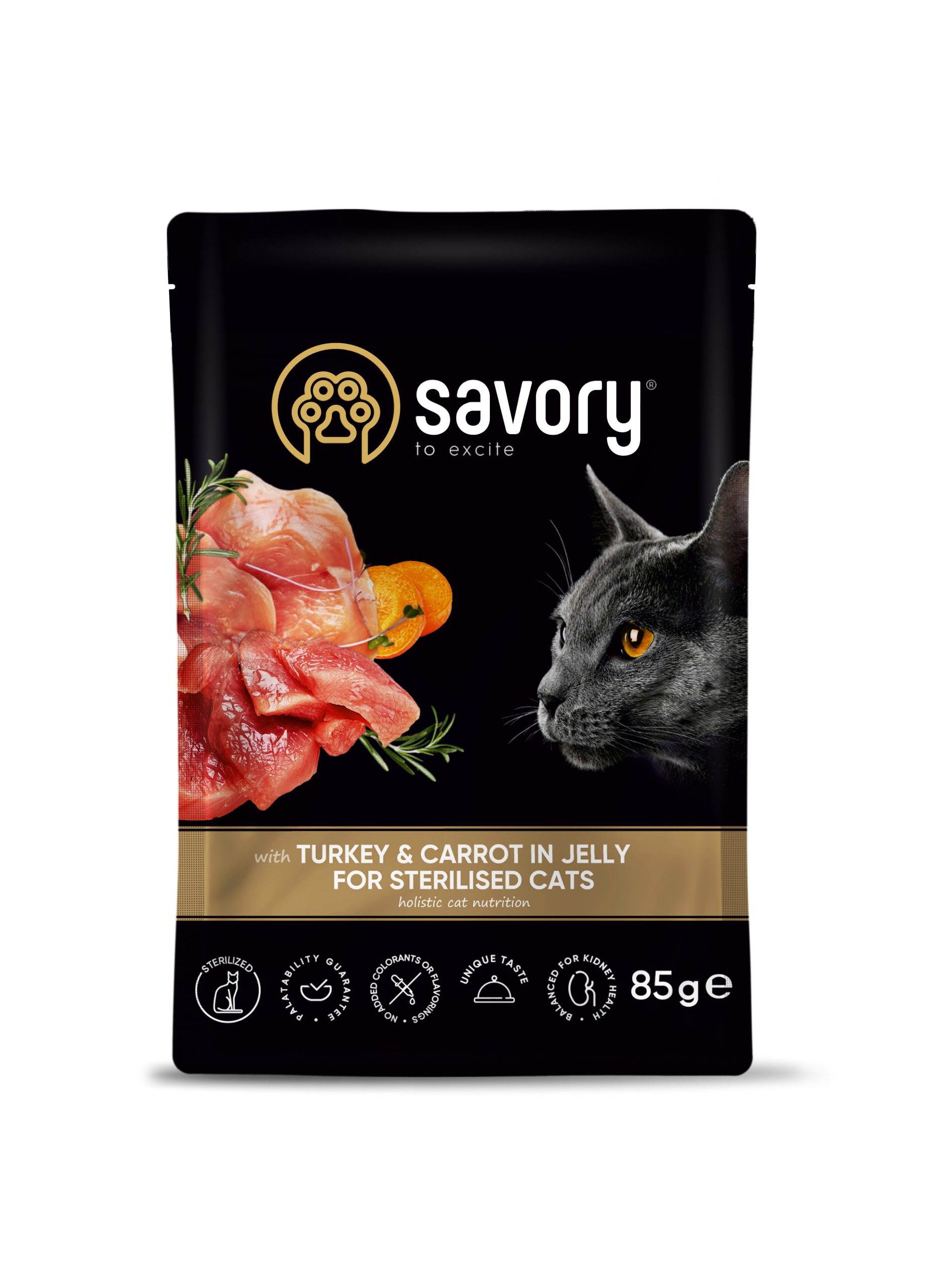Корм Savory з індичкою та морквою у желе для стерилізованих котів 85г