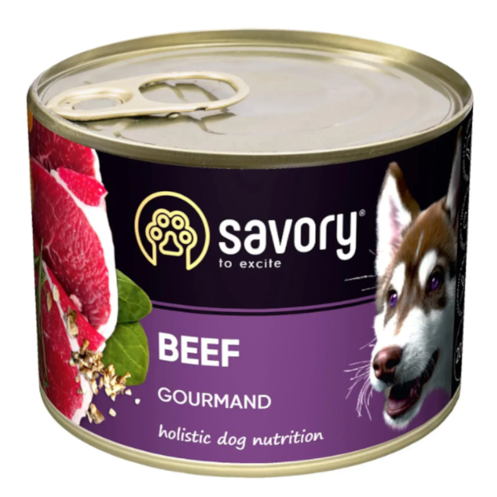 Корм Savory Dog Gourmand паштет з яловичиною вологий для дорослих собак усіх порід 200г