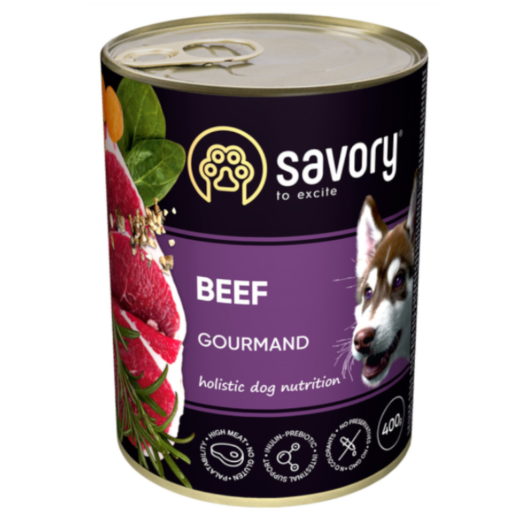 Корм Savory з яловичиною паштет для дорослих собак усіх порід 400г