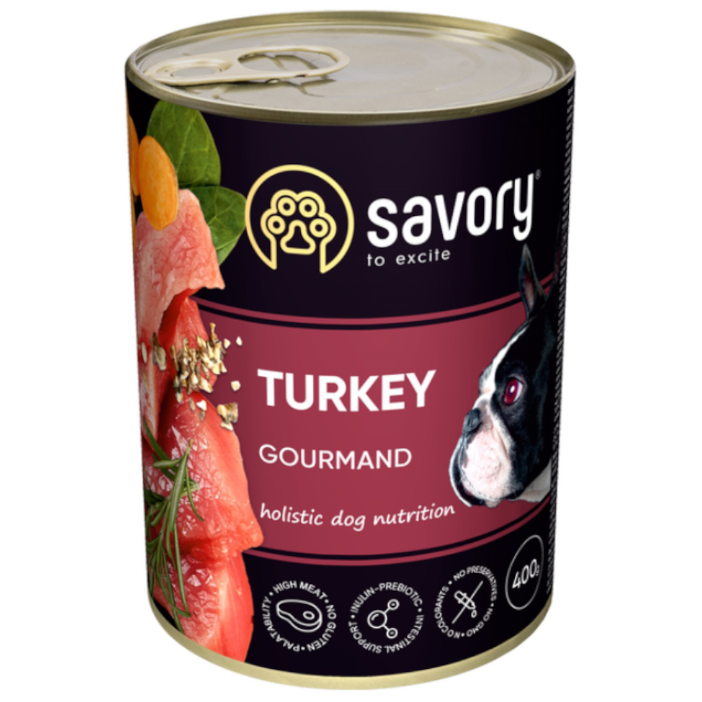 Корм Savory з індичкою паштет для дорослих собак усіх порід 400г