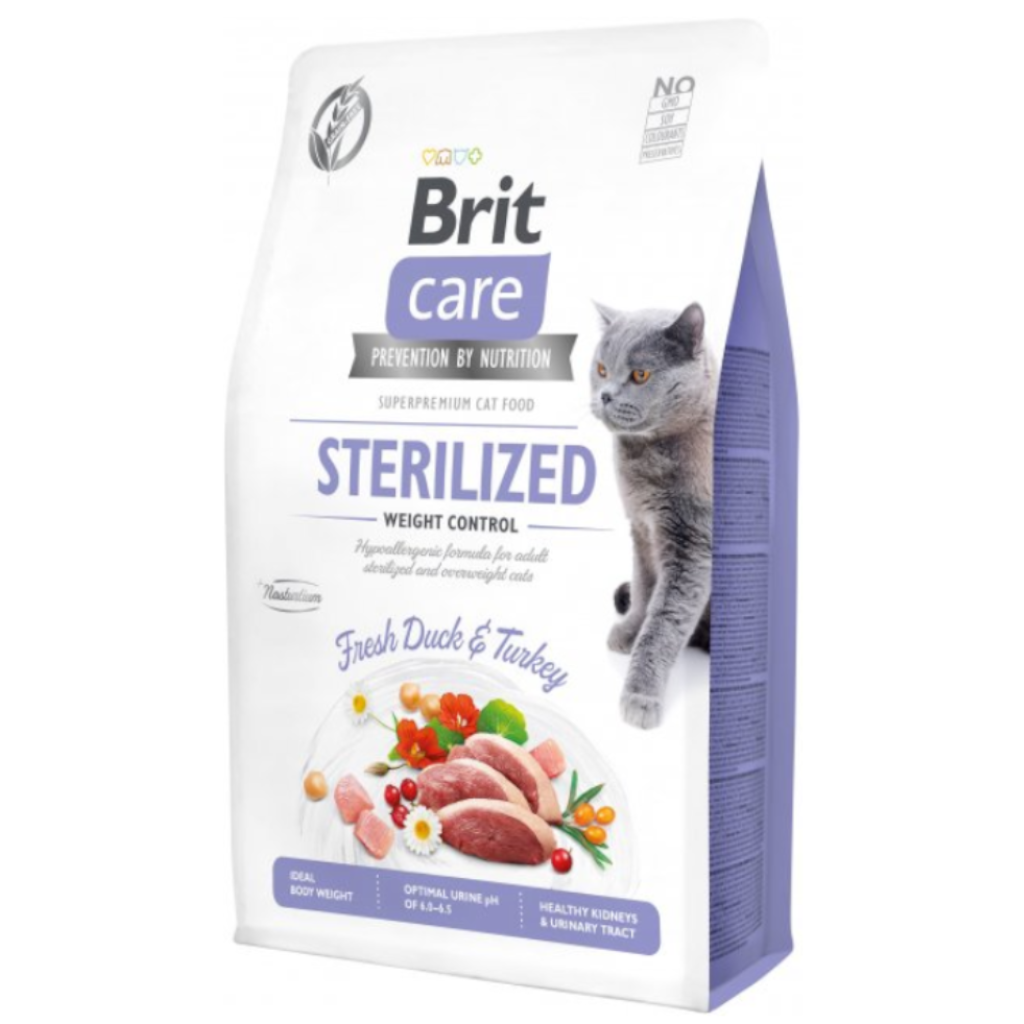 Корм Brit Care Качка та індичка сухий для стерилізованих котів з надмірною вагою 2кг