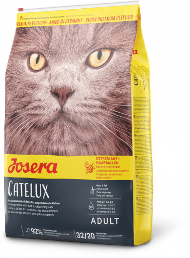 Корм Josera Catelux з качкою та картоплею сухий для довгошерстих та вибагливих котів 400г