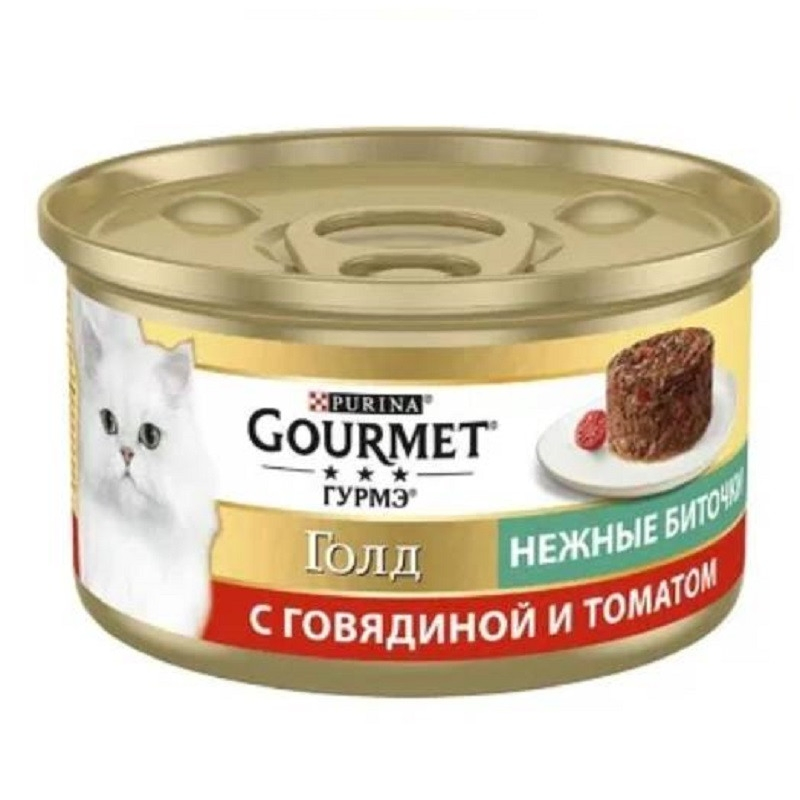 Корм Purina Gourmet Gold Ніжні биточки з яловичиною та томатом для котів з/б 85г