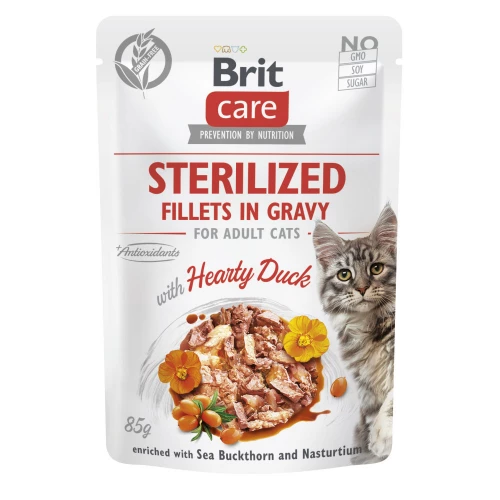 Корм Brit Care з качкою філе в соусі вологий для стерилізованих котів 85г