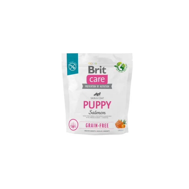 Корм Brit Care з лососем беззерновий сухий для цуценят 1кг