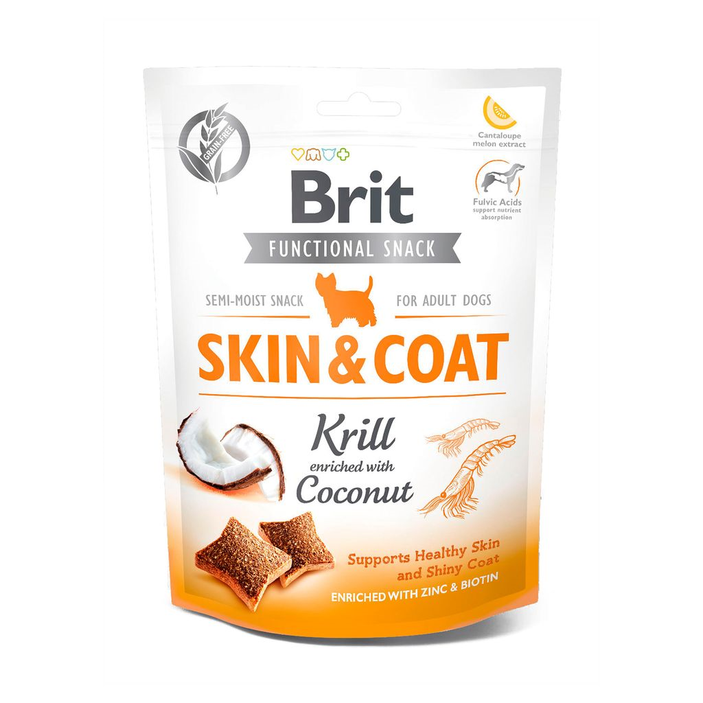 Ласощі Brit Care Functional Snack з крилем та кокосом для шкіри та шерсті напіввологі для собак 150г