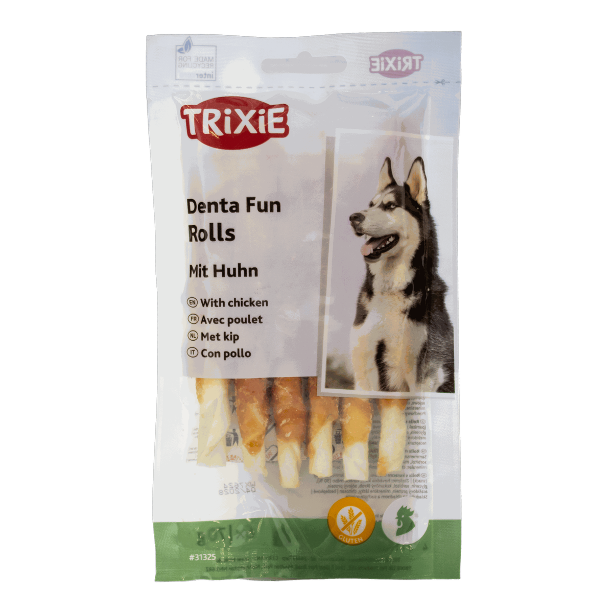 Ласощі Trixie Denta Fun Chewing Rolls з куркою для зубів палички 12см для собак 6шт 70г