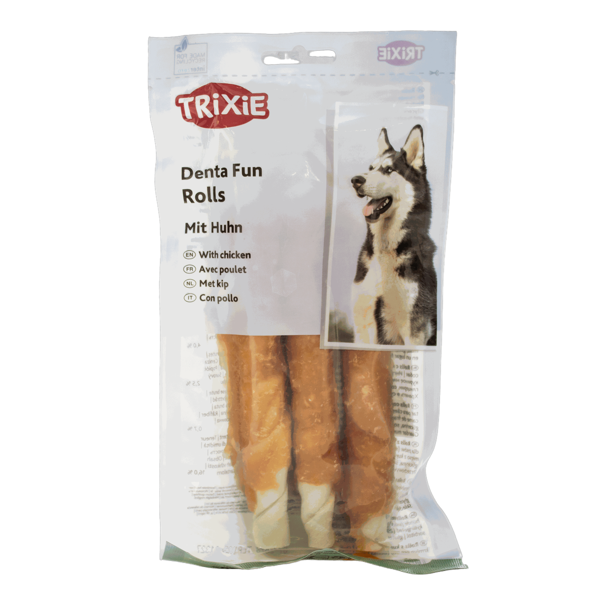 Ласощі Trixie Denta Fun Chewing Rolls з куркою для зубів палички 17см для собак 3шт 140г