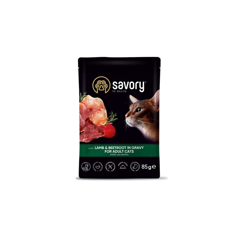 Корм Savory з ягням та буряком у соусі вологий для дорослих котів 85г