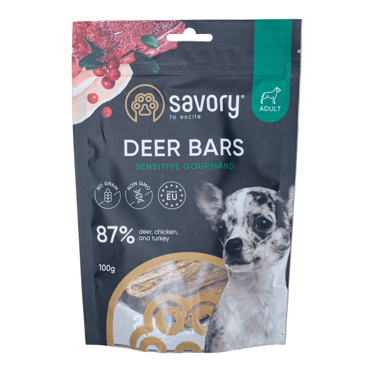 Ласощі Savory Bars з олениною батончики 100г