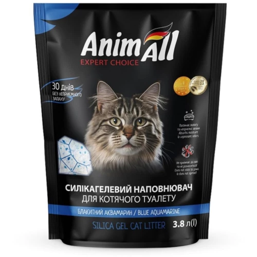 Наповнювач AnimAll Блакитний аквамарин силікагель для котячого туалету 3,8л