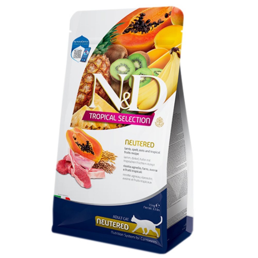 Корм Farmina N&D Tropical Selection Neutered з ягнятком та тропічними фруктами сухий для котів 1,5кг