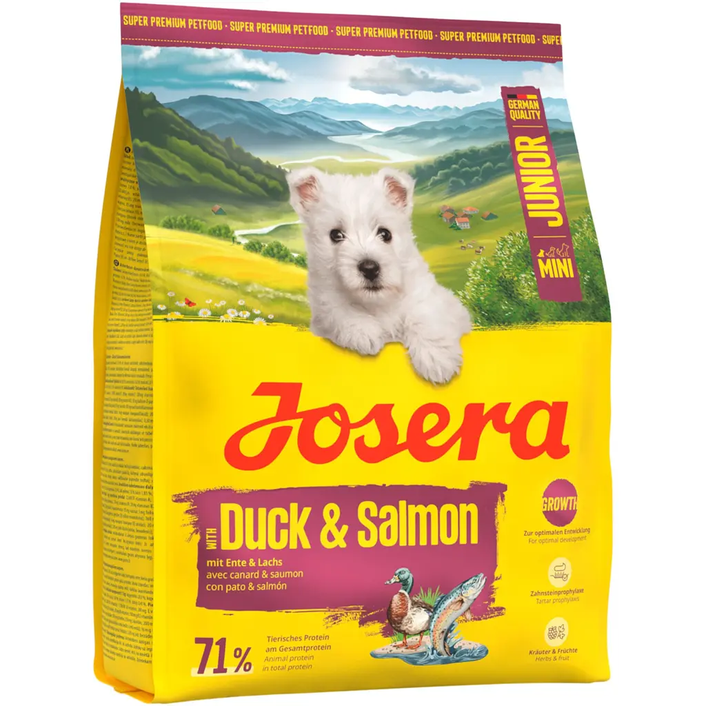 Корм Josera Mini Junior з качкою та лососем сухий для цуценят 900г