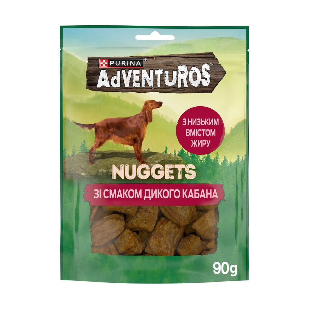 Ласощі Adventuros Nuggets шматочки зі смаком дикого кабана для дорослих собак 90г