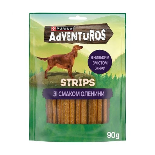 Ласощі Adventuros Stripes смужки зі смаком оленини для дорослих собак 90г