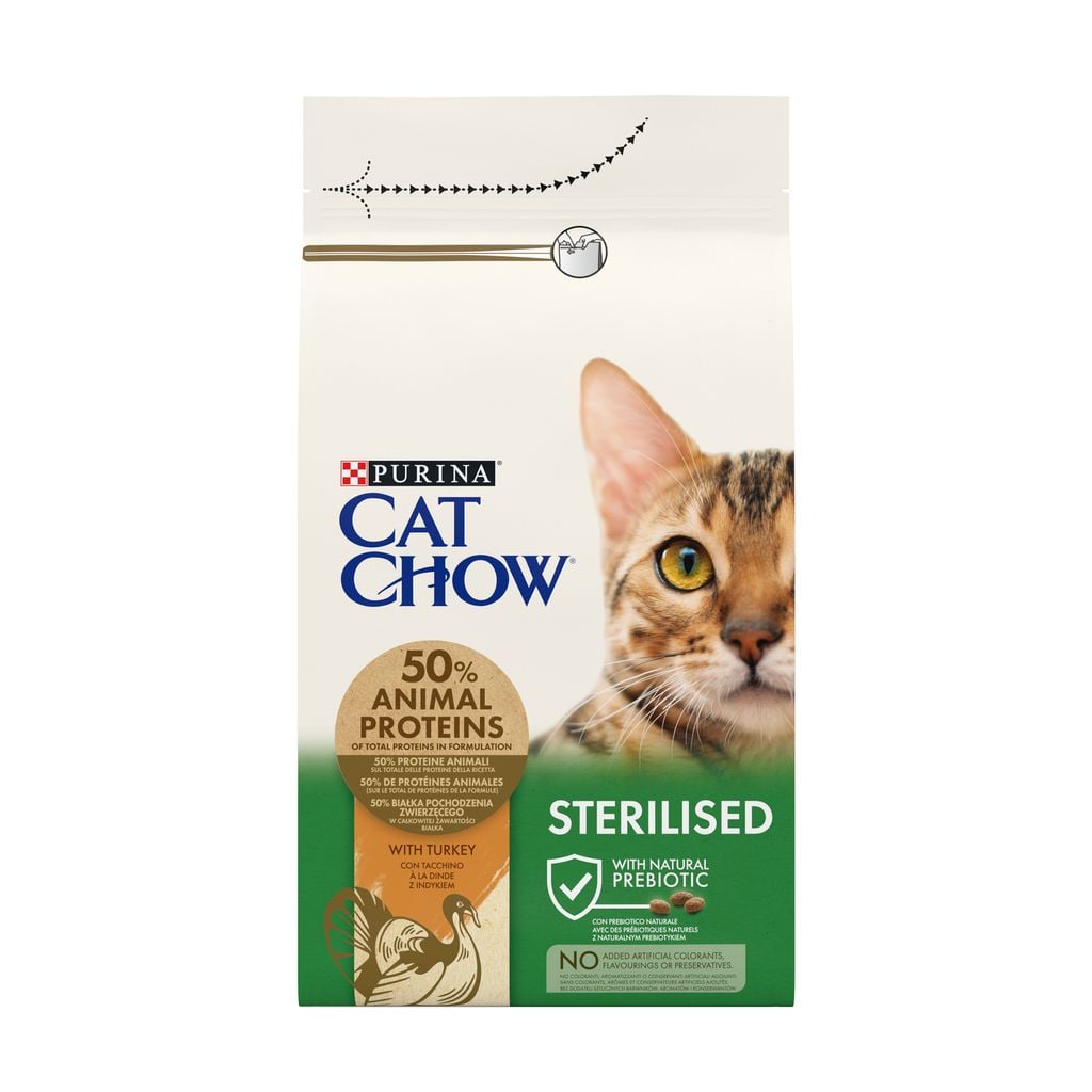 Корм Cat Chow Sterilised з індичкою сухий для дорослих стерилізованих котів 1,5кг