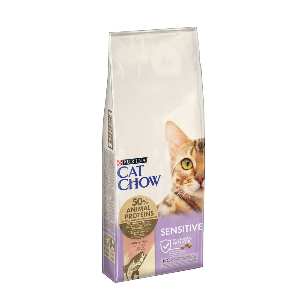 Корм Cat Chow Sensitive з лососем сухий для дорослих котів із чутливою шкірою та травленням 1,5кг